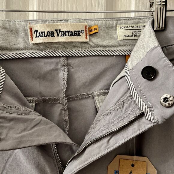Tailor Vintage 36x30 Canaan Slim Fit Performance Tech Pant Rayon Cement $108 - Picture 8 of 13